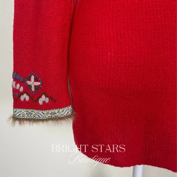 Rare Vintage Hooded Cardigan ASO Willow Rosenberg BtVS Red Embroidered Knit - Picture 12 of 13